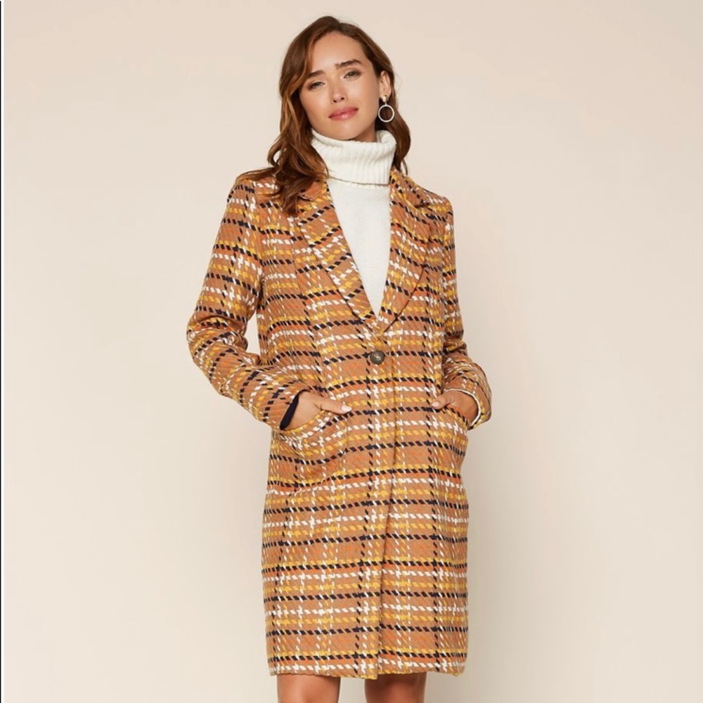 NWT Brandi Plaid Jacquard Coat